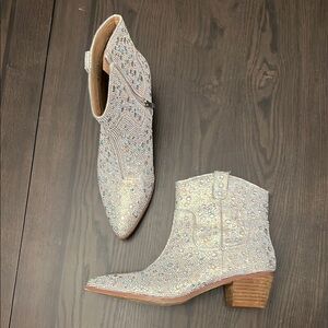 Silver Embellished Ankle Boots